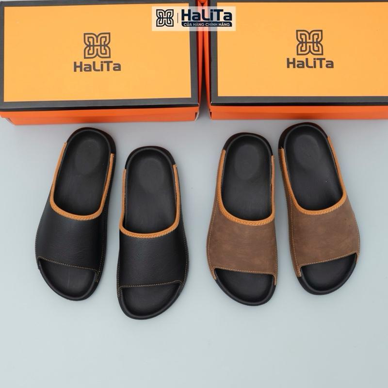 HaLiTa - Dép Công Thái Học Bản Phối Viền Da Bò Cao Cấp, Đế Cao Su Vân Nhám Chống Trơn Giảm Mỏi Chân Phom Bàn Chân Việt N