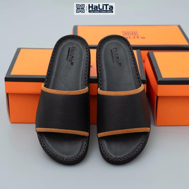 Halita DocTor Bảng Phối Viền Dép Nam HaLiTa Da Bò Vân Chống Thấm Nước Đế Bằng Nhẹ Có Răng Cưa Chống Trơn Trượt Cao Su .