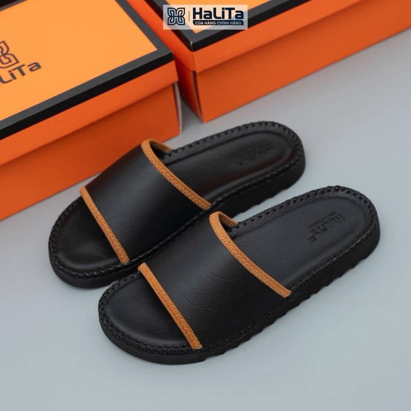 Halita DocTor Bảng Phối Viền Dép Nam HaLiTa Da Bò Vân Chống Thấm Nước Đế Bằng Nhẹ Có Răng Cưa Chống Trơn Trượt Cao Su .