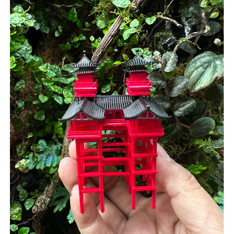 mô hình nhà chữ L - U - chùa chân cao trang trí tiểu cảnh terrarium,bán cạn GreenNatural