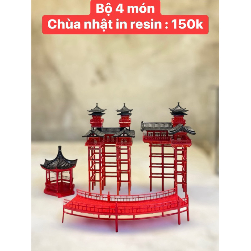 mô hình nhà chữ L - U - chùa chân cao trang trí tiểu cảnh terrarium,bán cạn GreenNatural