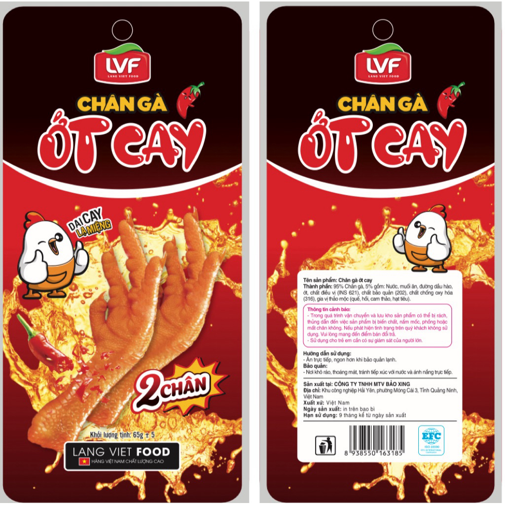 [C0mb0 30] Bịch chân gà ớt Cay 2 Chân 65g X2