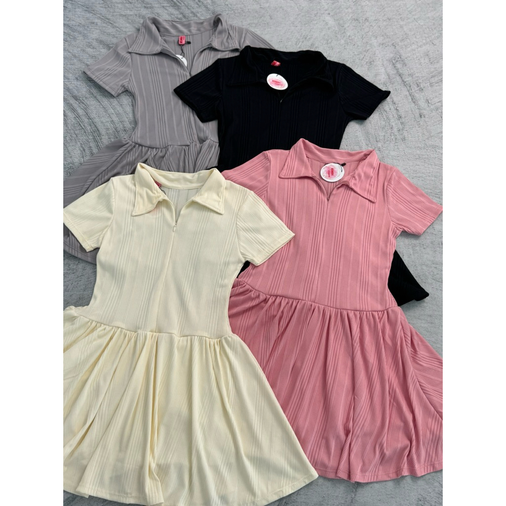 Váy Tennis Nữ Cổ Polo Dáng Xòe – Váy Ngắn Thun Gân Co Giãn Đi Chơi, Dạo Phố 	,Váy Nữ Tính, Năng Động