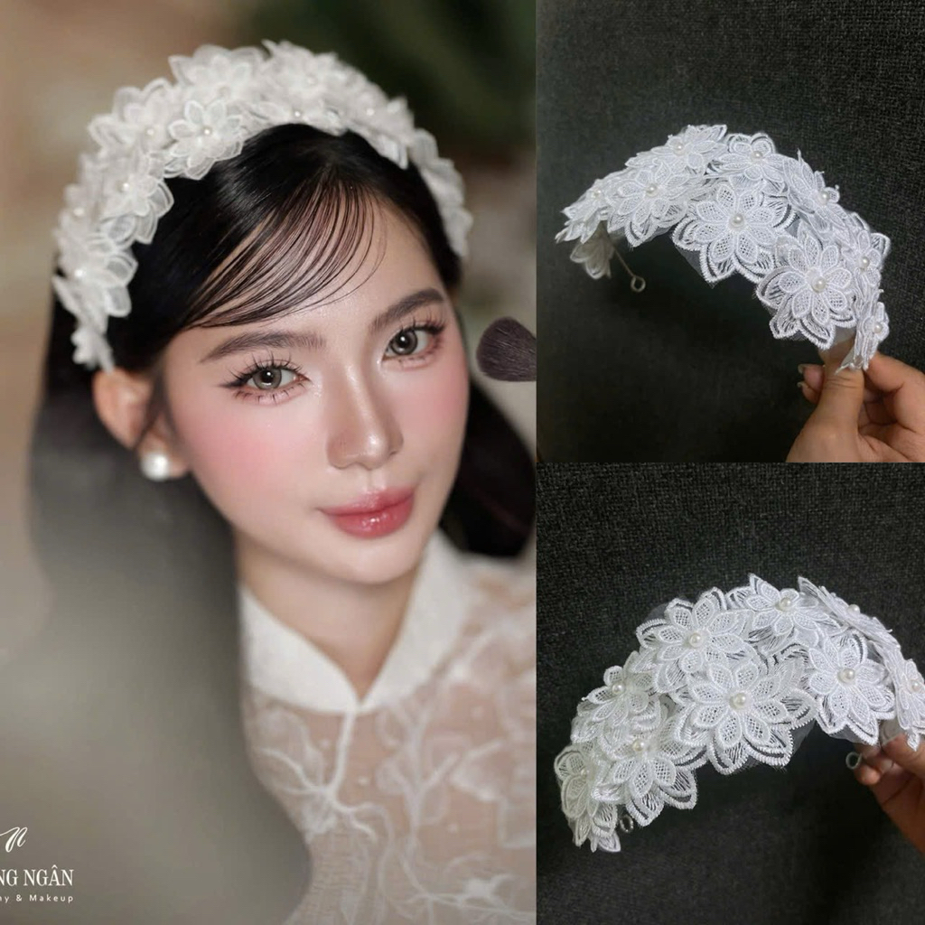 cài tóc ren  kết hoa cô dâu