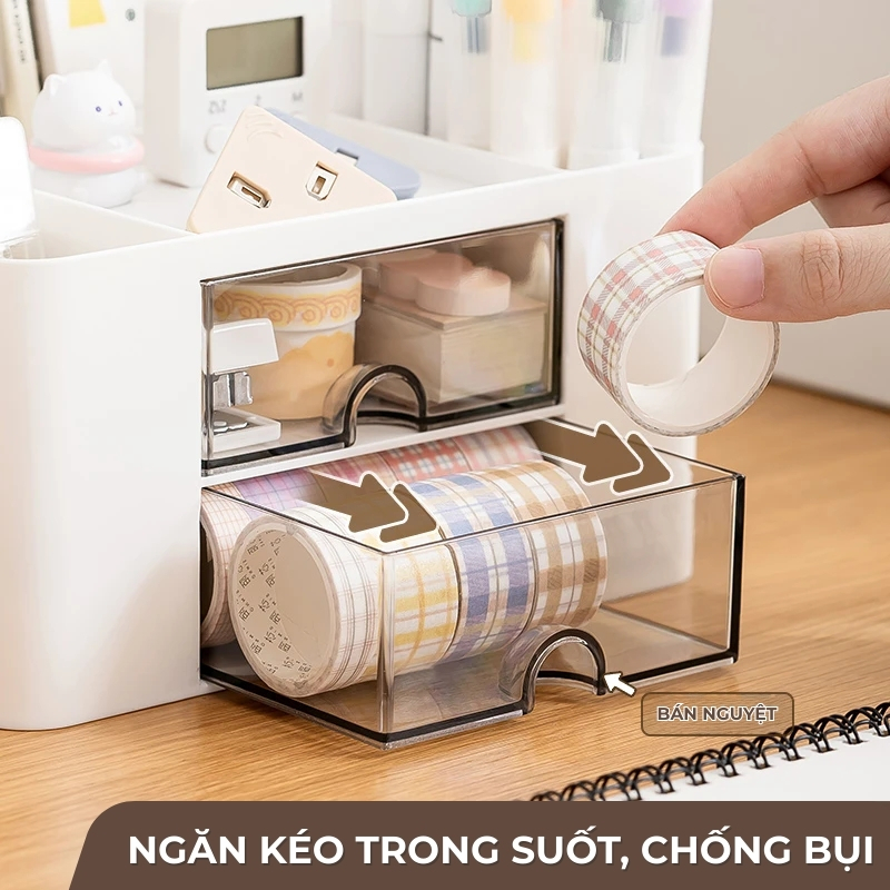 Hộp Bút Để Bàn Ngăn Kéo Nhiều Ngăn – Kệ Đựng Bút Có Ngăn Kéo Sắp Xếp Gọn Gàng, Trang Trí Thẩm Mỹ