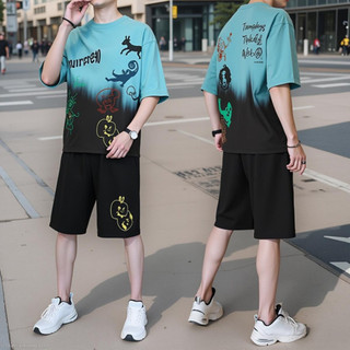 Đồ bộ thể thao nam mặc hè, Chất thun cotton Họa Tiết JOURNEY M038  + Bộ quần áo nam nữ in JOURNEY C1