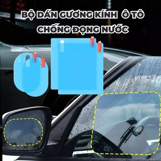 Combo 2 miếng dán nano gương ô tô chống đọng nước hình Oval