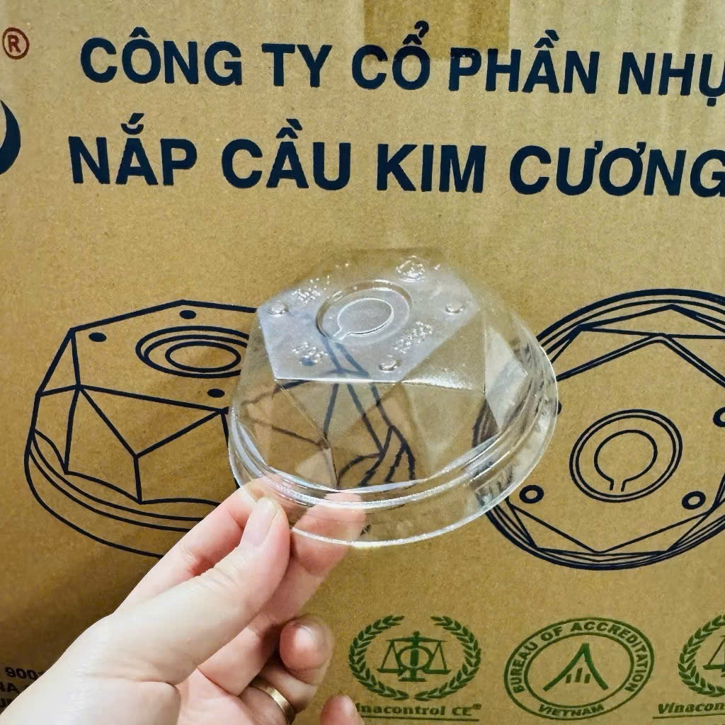 50 Cốc nhựa PP kèm nắp Kim Cương đựng trà sữa sinh tố  nước hoa quả