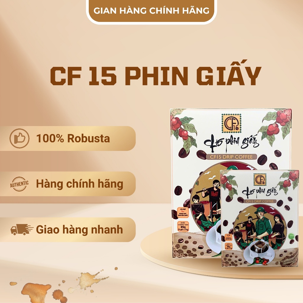 CÀ PHÊ 15 PHIN GIẤY - Đột phá trong trải nghiệm cà phê hiện đại, thành phần 100% cà phê Robusta