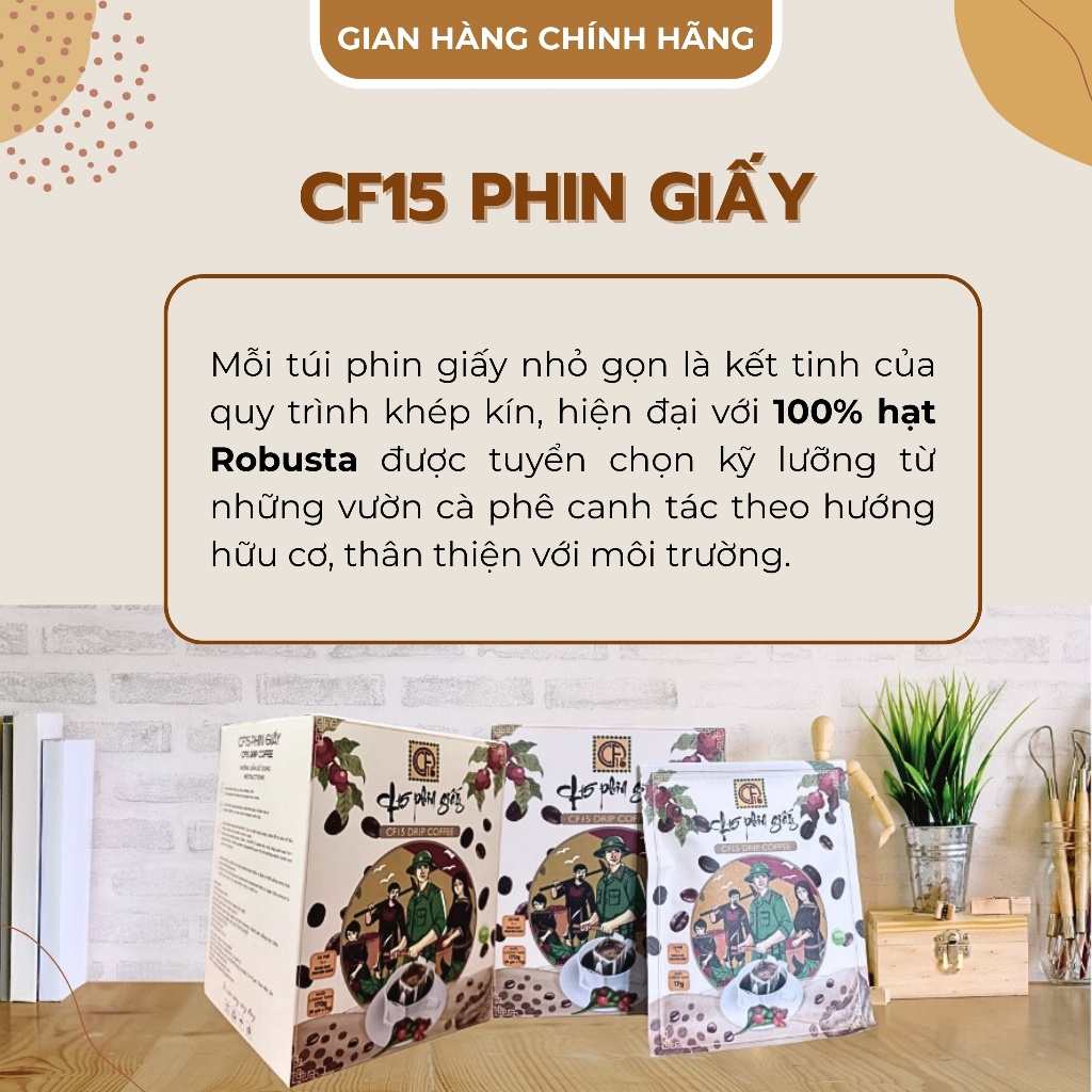 CÀ PHÊ 15 PHIN GIẤY - Đột phá trong trải nghiệm cà phê hiện đại, thành phần 100% cà phê Robusta