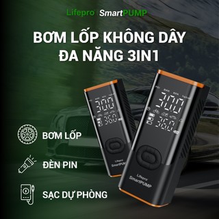 [MUA1TẶNG1] Bơm lốp không dây dành cho ô tô Lifepro SmartPUMP - Tích hợp đèn & sạc dự phòng 6000mAh | Phụ kiện ô tô ADG