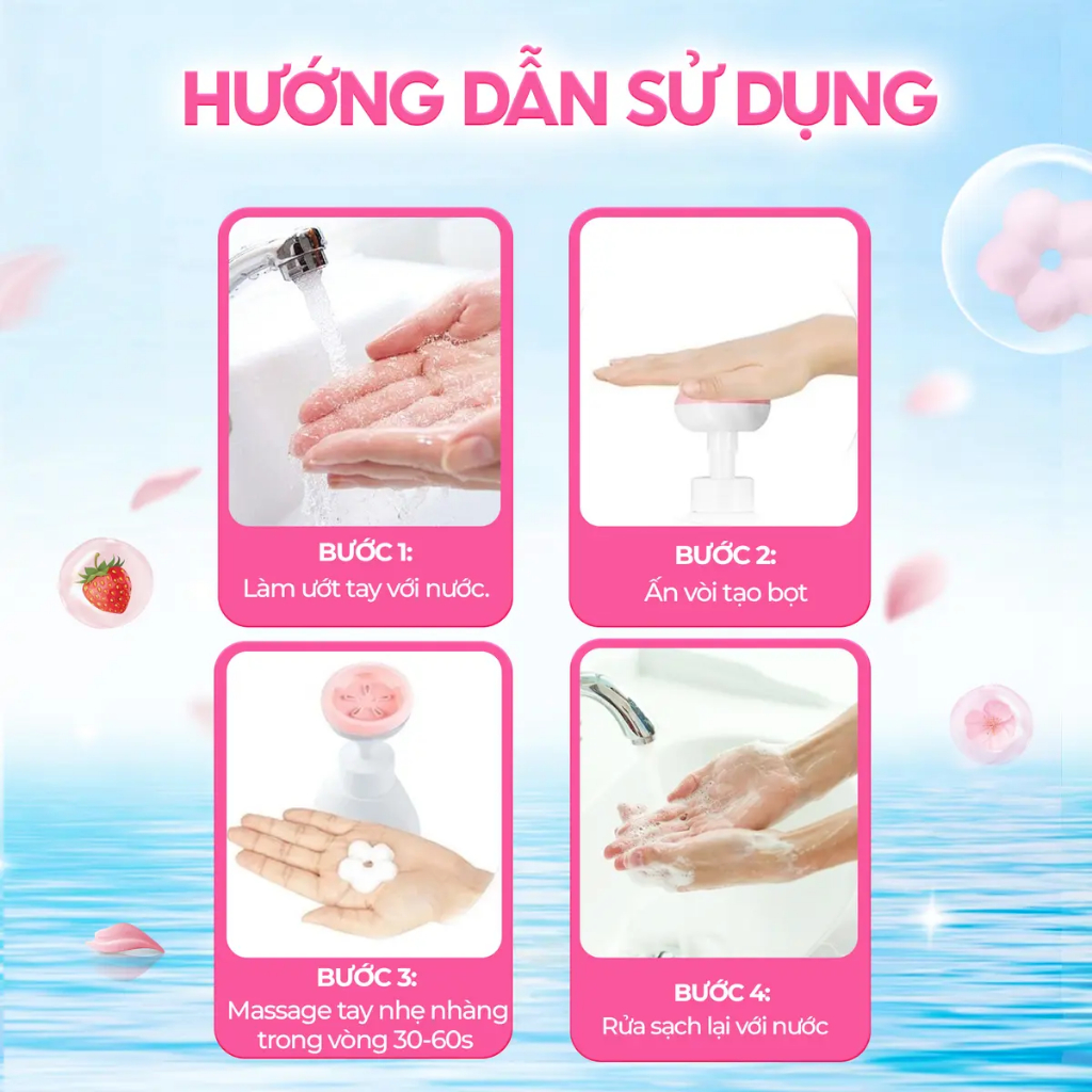Bọt rửa tay hình cánh hoa CleanZ chiết xuất lá tía tô kháng khuẩn, lành tính, dưỡng ẩm cho da tay