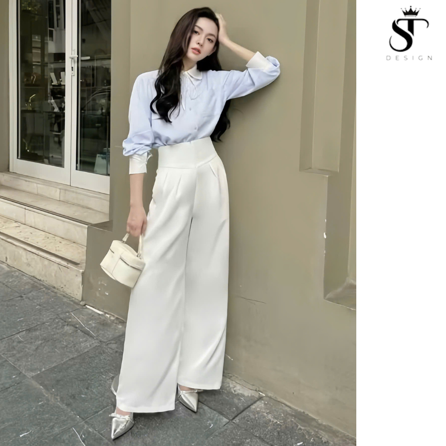 Áo sơ mi thiết kế tiểu thư phối cổ preppy chất kẻ Oxford hàng QC cao cấp, thiết kế sang trọng, thanh lịch - ST - 26