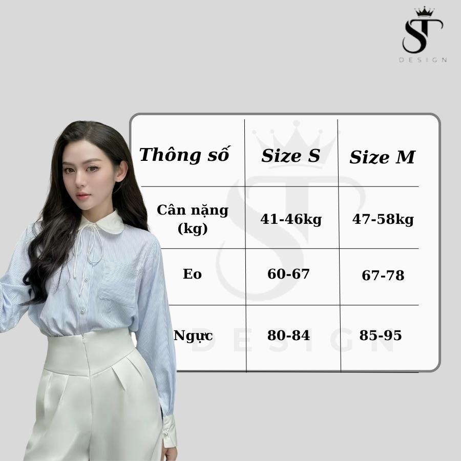 Áo sơ mi thiết kế tiểu thư phối cổ preppy chất kẻ Oxford hàng QC cao cấp, thiết kế sang trọng, thanh lịch - ST - 26