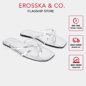 Erosska - Dép nữ đế bằng quai dây xỏ ngón kiểu dáng đơn giản màu bạc - DE075