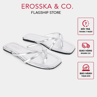 Erosska - Dép nữ đế bằng quai dây xỏ ngón kiểu dáng đơn giản màu bạc - DE075