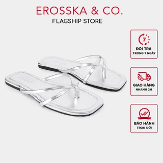 Erosska - Dép nữ đế bằng quai dây xỏ ngón kiểu dáng đơn giản màu bạc - DE075