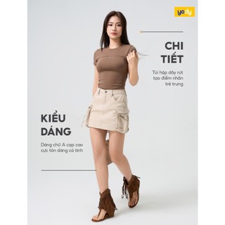 [SALE OFF] Chân váy mini túi dây rút YODY mềm mại, thông thoáng WYSK25S013