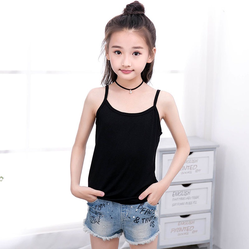 Áo lá bé gái học sinh dáng dài chất cotton co giãn tốt, Áo lót em bé mềm mại thoáng mát LANIXA B027