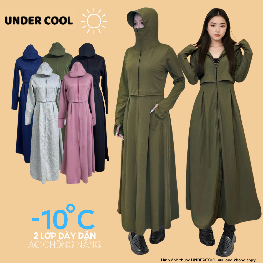 Áo Chống Nắng Toàn Thân Ngực 2 lớp UNDERCOOL Nỉ Cotton Cao Cấp Vải Umi Cotton Co Dãn 4 dày dặn ACN06