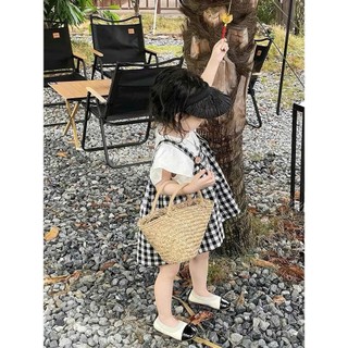 [B&G] Sét váy yếm caro phối áp trắng tay bồng mùa thu mát mẻ cho bé gái từ 10-45kg(2-12 tuổi)