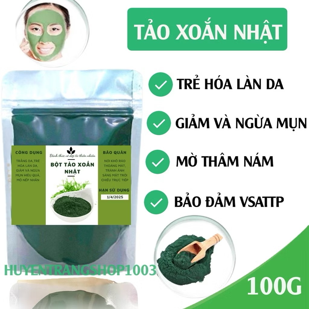 Bột Tảo xoắn nguyên chất Spirulina Nhật Bản - Tảo xoắn cao cấp chuyên vi kim spa