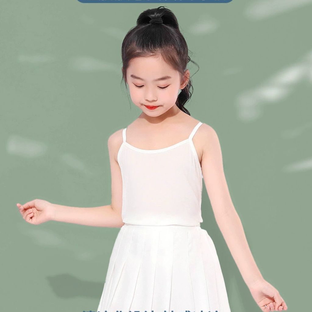 Áo lá bé gái học sinh dáng dài chất cotton co giãn tốt, Áo lót em bé mềm mại thoáng mát LANIXA B027