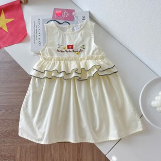[MUA VÁY TẶNG SET KẸP CỜ]  Váy Xinh 2/9 Thêu Cờ + ĐLTCHP Cho Bé Gái