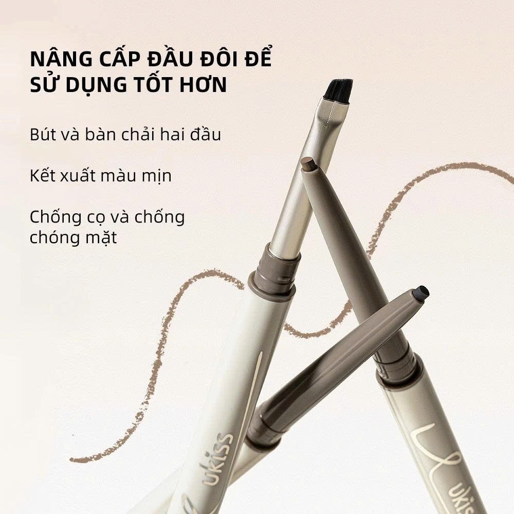 Bút Chì Bút Kẻ Mắt UKISS Hai Đầu Dạng Gel Cọ Siêu Mỏng Kẻ Mắt Chống Nước Lâu Trôi (60mg)