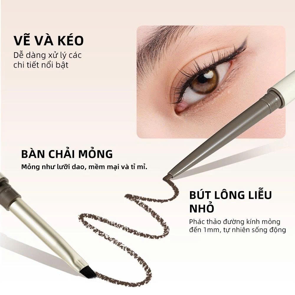 Bút Chì Bút Kẻ Mắt UKISS Hai Đầu Dạng Gel Cọ Siêu Mỏng Kẻ Mắt Chống Nước Lâu Trôi (60mg)