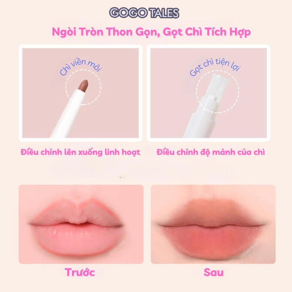Chì Kẻ Viền Môi GOGO TALES GT531 Velvel Fog Lipliner viền môi 3D hack dáng môi tự nhiên
