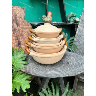 Nồi Đất Tai Tròn Kho Cá - Tráng Men Lòng - Size 17cm Đến 25cm - Có Quai/Nắp Đậy - Kho Thịt - Nấu Canh - Gốm Đất Nung