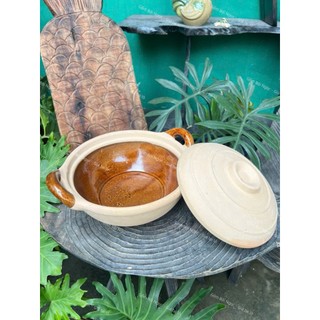 Nồi Đất Tai Tròn Kho Cá - Tráng Men Lòng - Size 17cm Đến 25cm - Có Quai/Nắp Đậy - Kho Thịt - Nấu Canh - Gốm Đất Nung