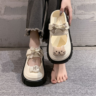 Dép mary jane, sục nữ Mita đế cao 5 cm kèm charm nơ cá mèo dễ thương Hàn Quốc CS-103