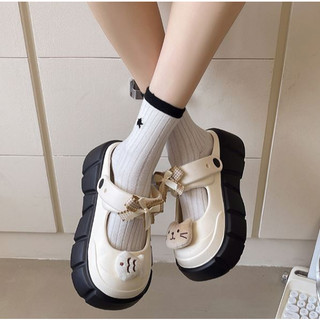 Dép mary jane, sục nữ Mita đế cao 5 cm kèm charm nơ cá mèo dễ thương Hàn Quốc CS-103