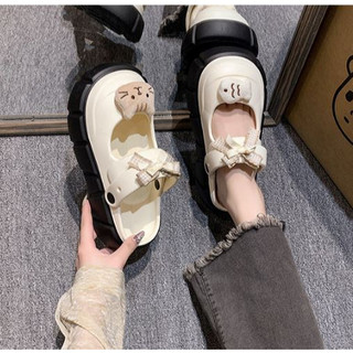 Dép mary jane, sục nữ Mita đế cao 5 cm kèm charm nơ cá mèo dễ thương Hàn Quốc CS-103