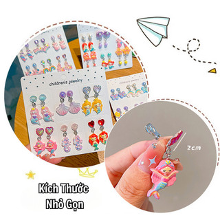 Set 6 Đôi Bông Tai Dạng Kẹp Không Xỏ Lỗ Không Đau Tai Bé Hình Tiên Cá, Ngựa Pony, Thỏ Siêu Đáng Yêu Cho Bé Gái