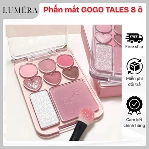 Bảng Phấn Mắt GOGO TALES GT609 Kèm Highlight Và Má Hồng 3in1 Trái Tim 8 Ô Cat Theme Series