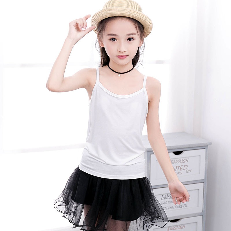 Áo lá bé gái học sinh dáng dài chất cotton co giãn tốt, Áo lót em bé mềm mại thoáng mát LANIXA B027