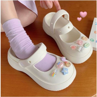 Dép sục nữ đế cao 5cm kiểu dáng mary jane kèm sticker pizza XIXITIAO CS-39