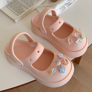 Dép sục nữ đế cao 5cm kiểu dáng mary jane kèm sticker pizza XIXITIAO CS-39
