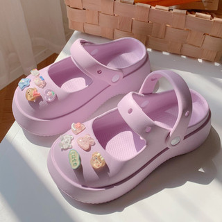 Dép sục nữ đế cao 5cm kiểu dáng mary jane kèm sticker pizza XIXITIAO CS-39
