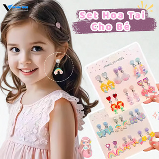 Set 6 Đôi Bông Tai Dạng Kẹp Không Xỏ Lỗ Không Đau Tai Bé Hình Tiên Cá, Ngựa Pony, Thỏ Siêu Đáng Yêu Cho Bé Gái