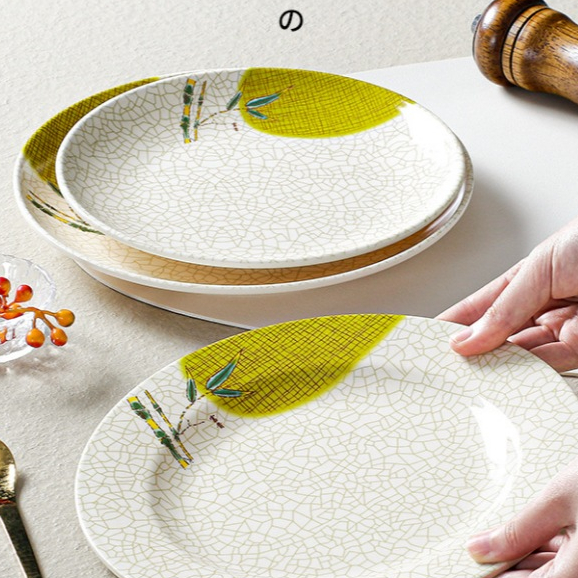 Đĩa Phíp ( Melamine A5 ) Hoa Văn Hình Lá Tre Dùng Cho Nhà Hàng Khách Sạn 8106