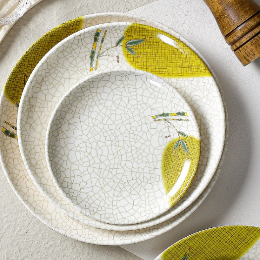 Đĩa Phíp ( Melamine A5 ) Hoa Văn Hình Lá Tre Dùng Cho Nhà Hàng Khách Sạn 8106