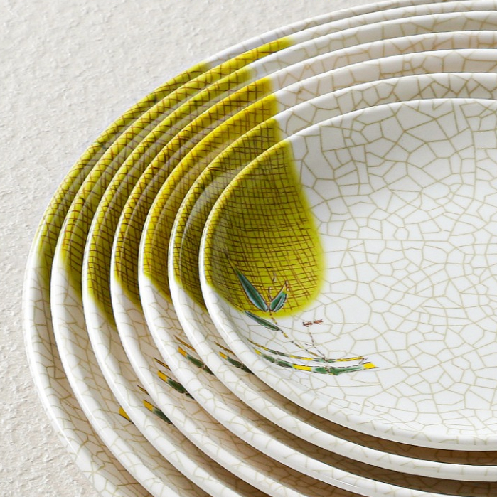 Đĩa Phíp ( Melamine A5 ) Hoa Văn Hình Lá Tre Dùng Cho Nhà Hàng Khách Sạn 8106