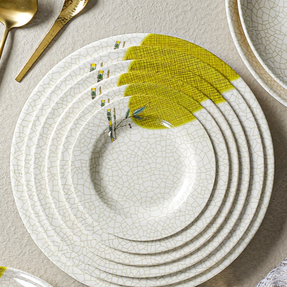 Đĩa Phíp ( Melamine A5 ) Hoa Văn Hình Lá Tre Dùng Cho Nhà Hàng Khách Sạn 8106