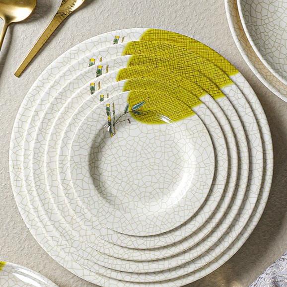 Đĩa Phíp ( Melamine A5 ) Hoa Văn Hình Lá Tre Dùng Cho Nhà Hàng Khách Sạn 8107