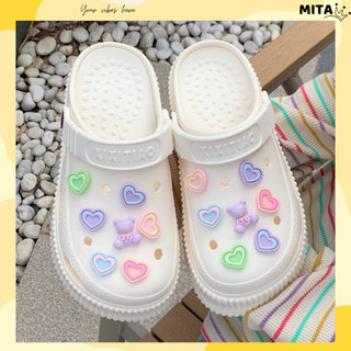 Dép cross sục nữ XIXITIAO đế cao 5cm kèm set 14 sticker Bling tim gấu Mita kiểu sandal CS-48