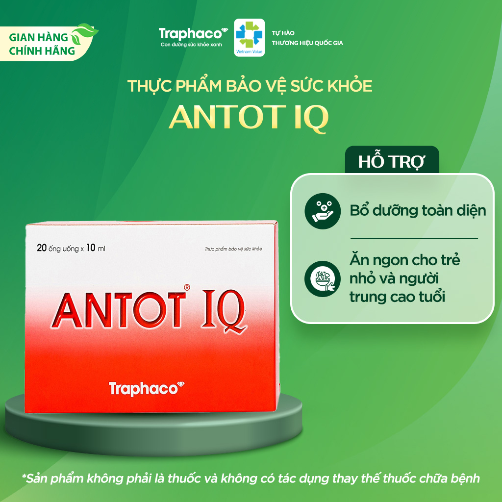TPBVSK ANTOT IQ Traphaco- Hỗ Trợ: Phát Triển Não Bộ Tăng Khả Năng Tập Trung, Tăng Hấp Thu Hộp 20 Ống Uống x 10m | BigBuy360 - bigbuy360.vn